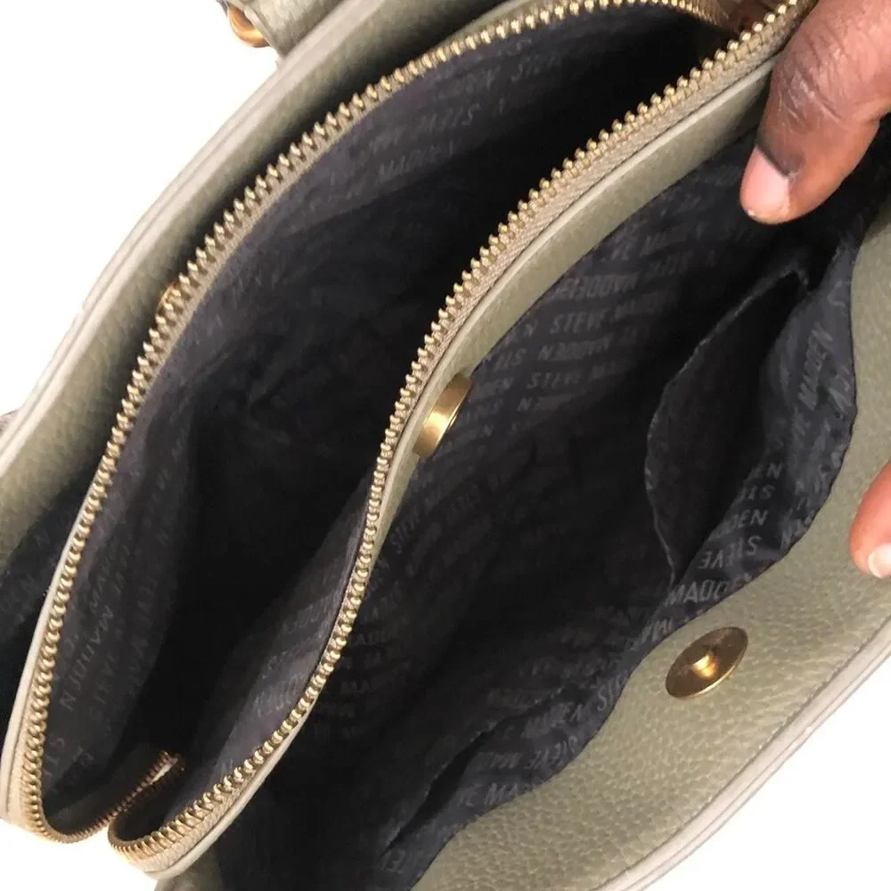 Green Steve Madden Pebbled Leather Satchel shoulder hand bag purse. Was $145+